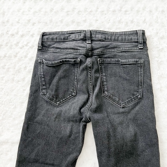 ZARA Faded Black High Rise Raw Hem Denim Jeans - Picture 9 of 13